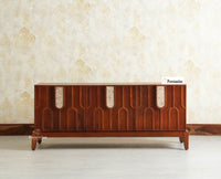 Brisbane Elite Storage Three Door Wooden TV Cabinet Media Unit Furniselan brown finish