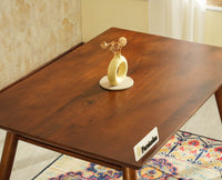 Boston Solid Wood Rattan Cane Dining Table Four Seater Set Square Furniselan Teak-Finish