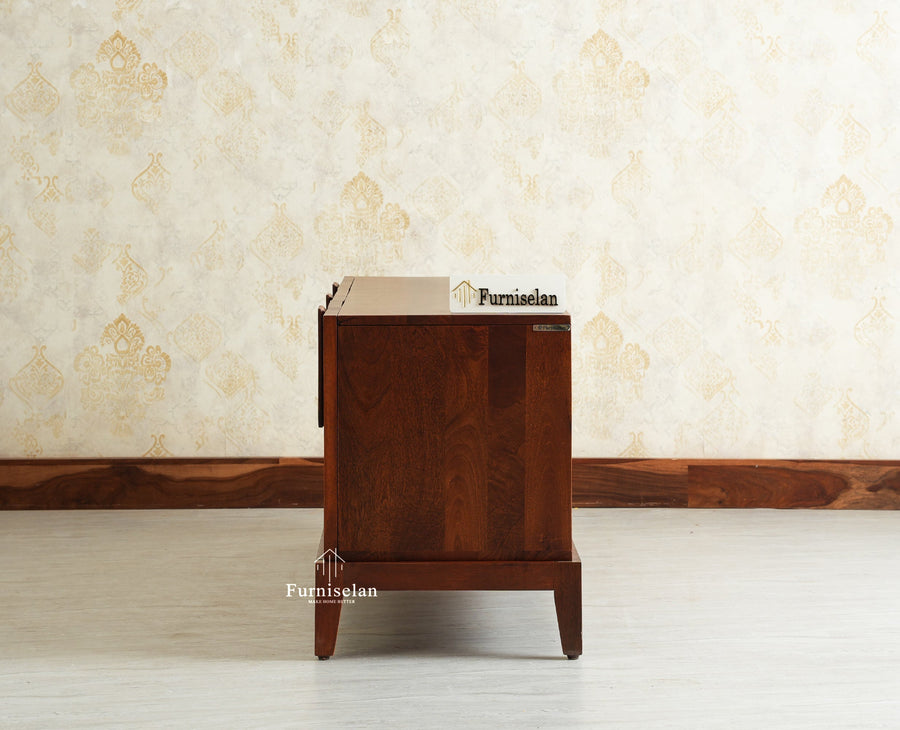 Brisbane Elite Storage Three Door Wooden TV Cabinet Media Unit Furniselan brown finish