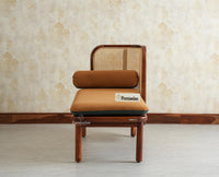Aurum Sheesham Wood Cane Two Seater Sofa for Living Room with Cushion Seating Furniselan Brown Finish