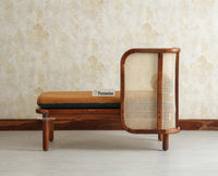 Aurum Sheesham Wood Cane Two Seater Sofa for Living Room with Cushion Seating Furniselan Brown Finish