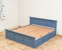 Alexandria Solid Wood King Size Bed with Storage Box - Furniselan China-Blue