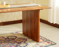 Nairobi Solid Acacia Wood Six Seater Dining Set-Premium Boucle Fabric - Teak Finish