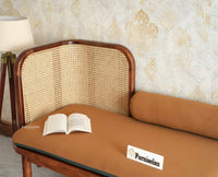 Aurum Sheesham Wood Cane Two Seater Sofa for Living Room with Cushion Seating Furniselan Brown Finish