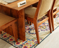 Nairobi Solid Acacia Wood Dining Chair Set-Premium Boucle Fabric-Teak Finish