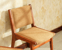 Nairobi Solid Acacia Wood Dining Chair Set-Premium Boucle Fabric-Teak Finish