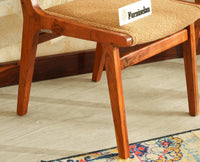 Nairobi Solid Acacia Wood Dining Chair Set-Premium Boucle Fabric-Teak Finish