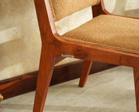 Nairobi Solid Acacia Wood Dining Chair Set-Premium Boucle Fabric-Teak Finish