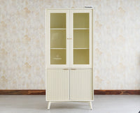 Bengaluru Solid Wood Bookshelf Cabinet four Doors Furniselan Milky White