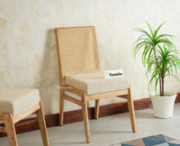 Boston Solid Wood Rattan Cane Chair Set of Two Furniselan Natural Finish