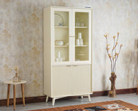 Bengaluru Solid Wood Crockery Cabinet four Doors Furniselan Milky White