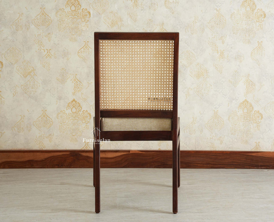 Boston Solid Wood Rattan Cane Chair Set of Two Furniselan Grey Finish