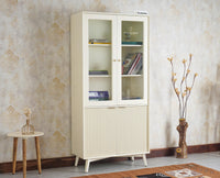 Bengaluru Solid Wood Bookshelf Cabinet four Doors Furniselan Milky White