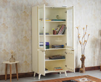 Bengaluru Solid Wood Bookshelf Cabinet four Doors Furniselan Milky White