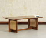 Boston Solid Wood Rattan Cane Bar Cabinet with Glass Holder Storage - Bar Cabinet - Furniselan Teak-Finish