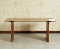 Nairobi Solid Acacia Wood Six Seater Dining Set-Premium Boucle Fabric - Teak Finish