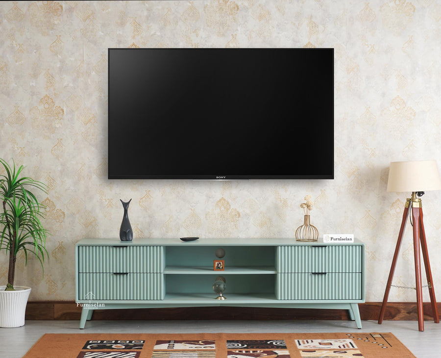 Bengaluru Solid Wood TV Cabinet Four Drawer Furniselan - Silt Green