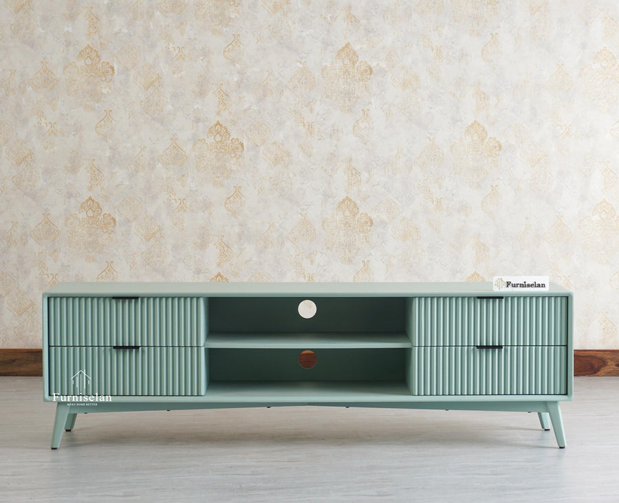 Bengaluru Solid Wood TV Cabinet Four Drawer Furniselan - Silt Green