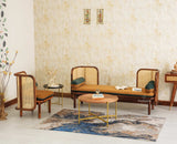 Aurum Sheesham Wood Cane Four Seater Sofa Set for Living Room with Cushion Seating 3+1 Furniselan Brown Finish