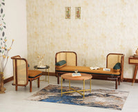 Aurum Sheesham Wood Cane Four Seater Sofa Set for Living Room with Cushion Seating 3+1 Furniselan Brown Finish