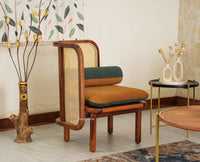 Aurum Sheesham Wood Cane Four Seater Sofa Set for Living Room with Cushion Seating 3+1 Furniselan Brown Finish