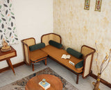 Aurum Sheesham Wood Cane Four Seater Sofa Set for Living Room with Cushion Seating 3+1 Furniselan Brown Finish