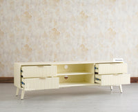 Bengaluru Solid Wood TV Cabinet Four Drawer Furniselan Milky-White