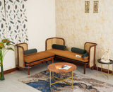 Aurum Sheesham Wood Cane Five Seater Sofa Set for Living Room with Cushion Seating 3+2 Furniselan Brown Finish