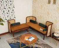Aurum Sheesham Wood Cane Five Seater Sofa Set for Living Room with Cushion Seating 3+2 Furniselan Brown Finish