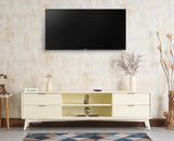 Bengaluru Solid Wood TV Cabinet Four Drawer Furniselan - Frosty White