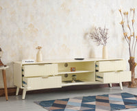 Bengaluru Solid Wood TV Cabinet Four Drawer Furniselan Milky-White
