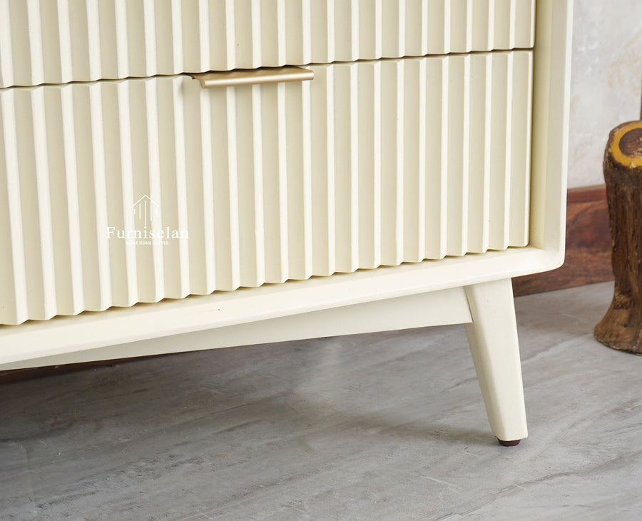 Bengaluru Solid Wood TV Cabinet Four Drawer Furniselan - Frosty White