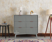 Bengaluru Solid Wood Wide Six Drawer Chest of Drawers Furniselan - Cool Grey