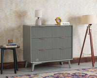 Bengaluru Solid Wood Wide Six Drawer Chest of Drawers Furniselan - Cool Grey