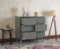 Bengaluru Solid Wood Wide Six Drawer Chest of Drawers Furniselan - Cool Grey