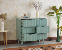Bengaluru Solid Wood Wide Six Drawer Chest of Drawers Furniselan - Silt Green