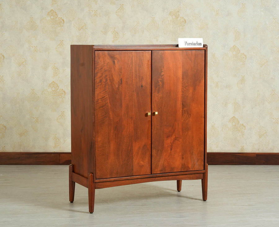 Wellington Solid Wood Bar Cabinet - Bar Cabinet - Furniselan- Brown Finish