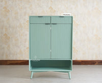 Bengaluru Solid Wood Shoe Rack Cabinet Two Doors and Drawers With Open Storage Furniselan - Silt Green