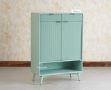 Bengaluru Solid Wood Shoe Rack Cabinet Two Doors and Drawers With Open Storage Furniselan - Silt Green