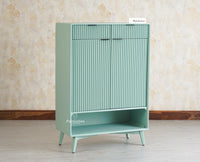 Bengaluru Solid Wood Shoe Rack Cabinet Two Doors and Drawers With Open Storage Furniselan - Silt Green