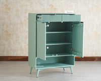 Bengaluru Solid Wood Shoe Rack Cabinet Two Doors and Drawers With Open Storage Furniselan - Silt Green