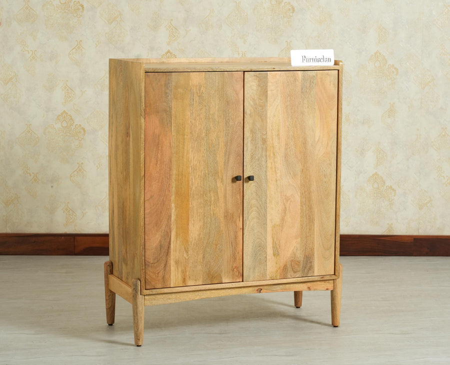 Wellington Solid Wood Bar Cabinet - Bar Cabinet - Furniselan - Natural Finish