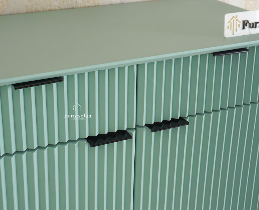 Bengaluru Solid Wood Shoe Rack Cabinet Two Doors and Drawers With Open Storage Furniselan - Silt Green