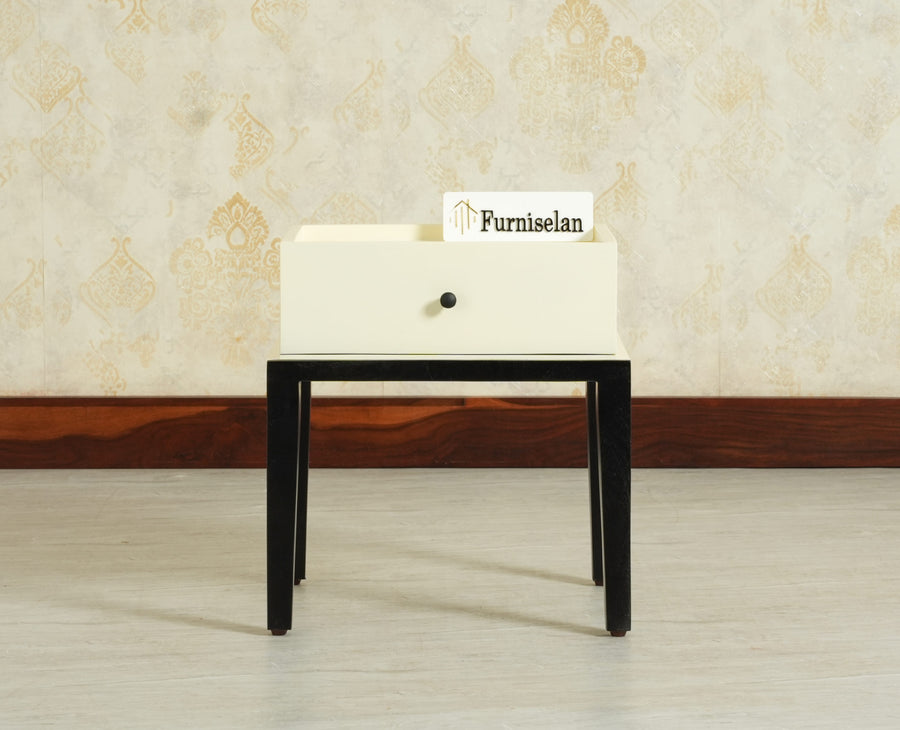 Croatia Solid Wood One Drawer Bedside Table Frosty White