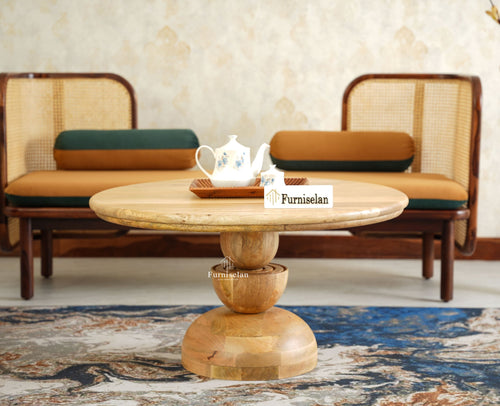 Telford Solid Wood Round Coffee Table Furniselan natural finish