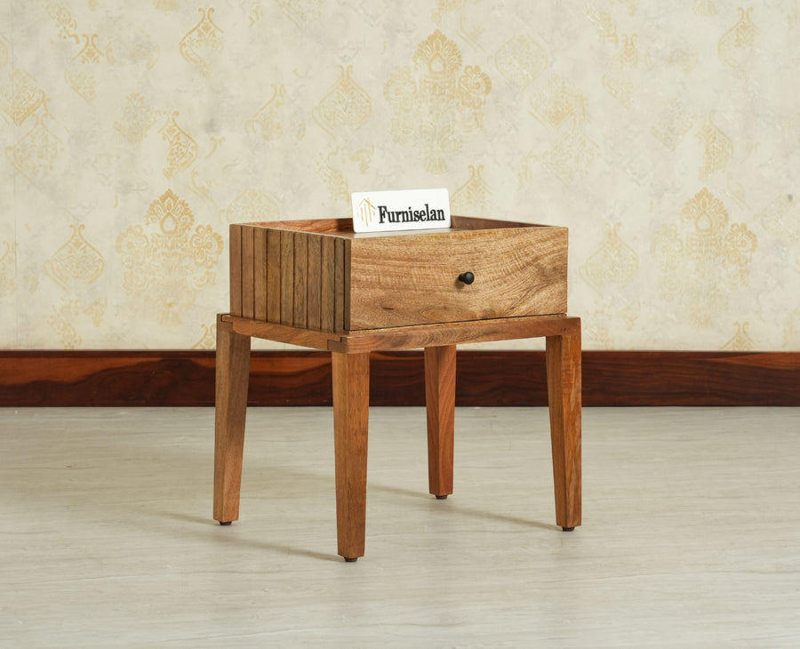 Croatia Solid Wood One Drawer Bedside Table Natural Oak Finish