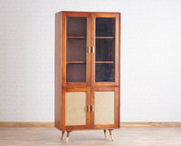 Boston Solid Wood Four Door Bookshelf - Bookshelf - Furniselan Brown-Finish
