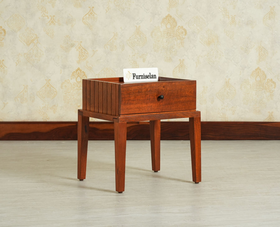 Croatia Solid Wood One Drawer Bedside Table Brown Finish