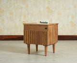 Poland Solid Wood Bedside Table One Door Natural Oak Finish