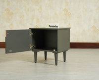 Poland Solid Wood Bedside Table One Door Slate Grey